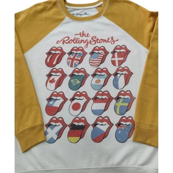 The Rolling Stones Crewneck International Mouth Logo Raglan Lightweight, Size XS - Picture 2 of 9